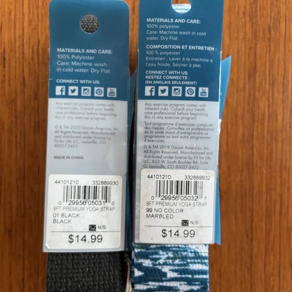Bundle 2 NWT GAIAM Studio 8 Ft Premium Yoga Strap - Bundle Two - Picture 2 of 2
